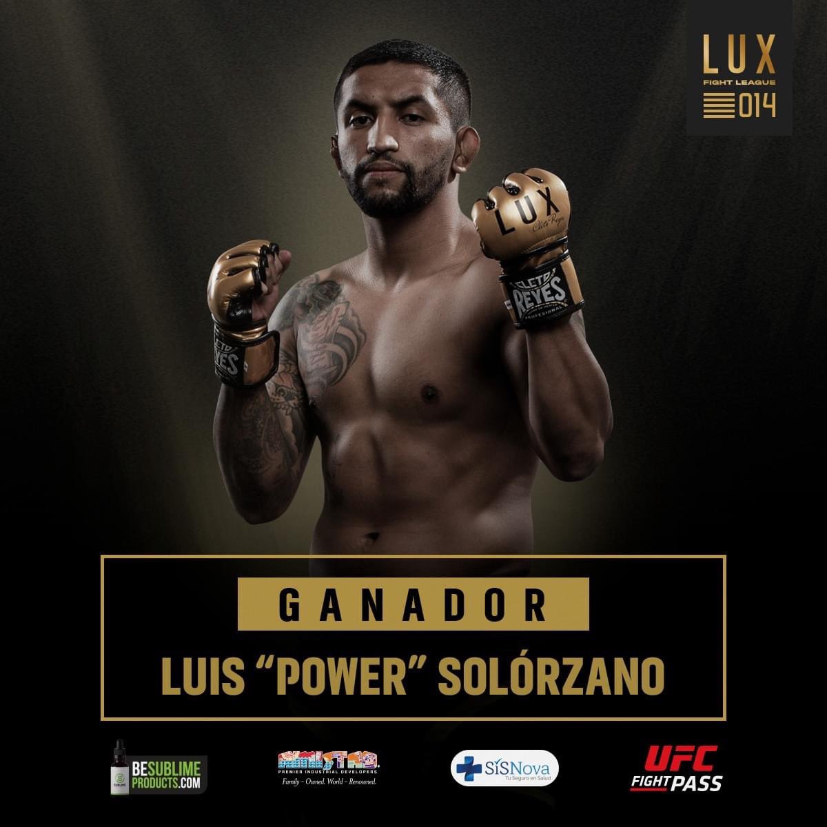 Solo_MMA's tweet photo. Luís Solórzano vence a Diego Ortiz por KO en el Segundo Round #MMA #MMAMexico #LUX014 https://t.co/D5zl3ZM9Wl
