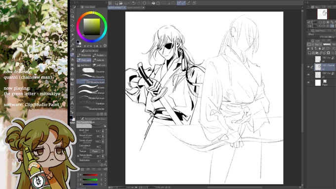 drinking/drawing stream starting now!! https://t.co/I0Zd6vAAPm drawing chainsaw man as always 