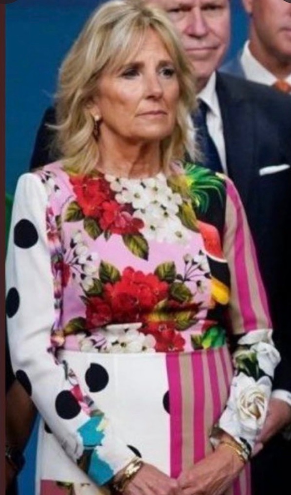 Jill Biden’s wardrobe person is a complete failure when it comes to fashion. My God! She looks hideous 🤦🏼‍♀️😂