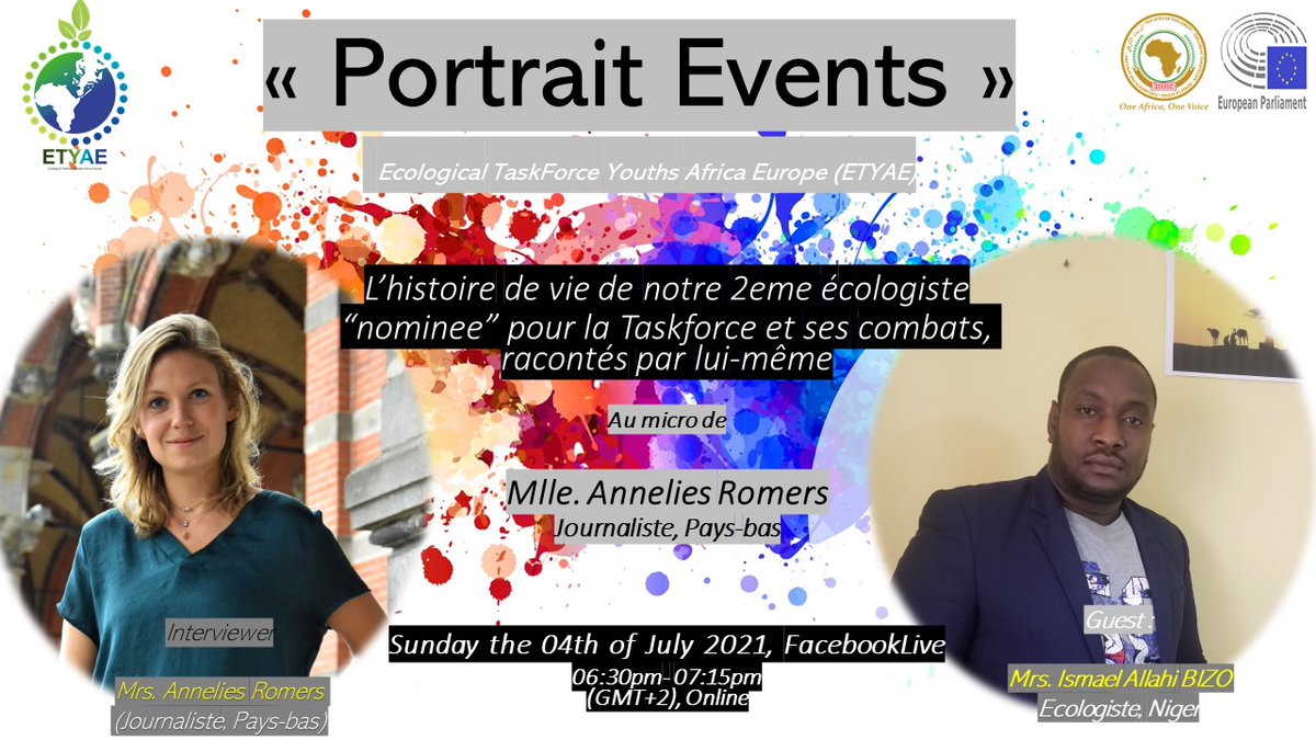 TaskforceAfrica's tweet photo. "Portrait Events" : dimanche 04 juillet 2021, 18h30 - 19h15 (Heure de Paris).
2eme  "Portrait Event" accueille M. Ismael Allahi BIZO, nominé pour la "#Taskforce( Niger).
Comment est-il devenu écologiste ? Quel est son histoire ? 
https://t.co/oaeBFFOFPS https://t.co/q0mPo84eLF