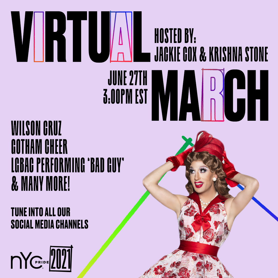 NYCPride's tweet photo. We are so excited for you all to see The Virtual March. The show will stream on our Facebook and Youtube on Sunday, June 27 beginning at 3:00pm. Make sure to tune in!
#virtualmarch #themarch21 #virtualmarch #gaypride #lesbianpride #bisexualpride #LGBTIAplus #virtual https://t.co/5Nwxx3CQ03
