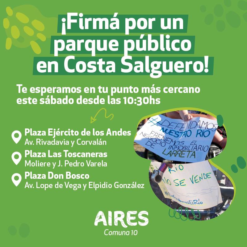 airescomuna10's tweet photo. La Ciudad de Buenos Aires necesita #MasVerdeYMenosCemento. Por eso, queremos que en los terrenos de Costa Salguero se realice un gran parque público a orillas del río y no torres de lujo que estarán al alcance de unos pocxs. https://t.co/vJ1QWNAvGV