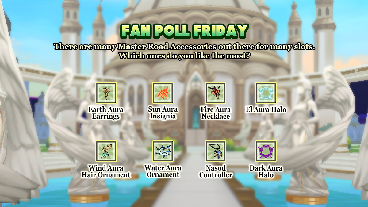 Elsword's tweet photo. It's time for #FanPollFriday! With Master Road being around for quite a while, which set of accessories are your favorite? https://t.co/QmM1OnIE4q