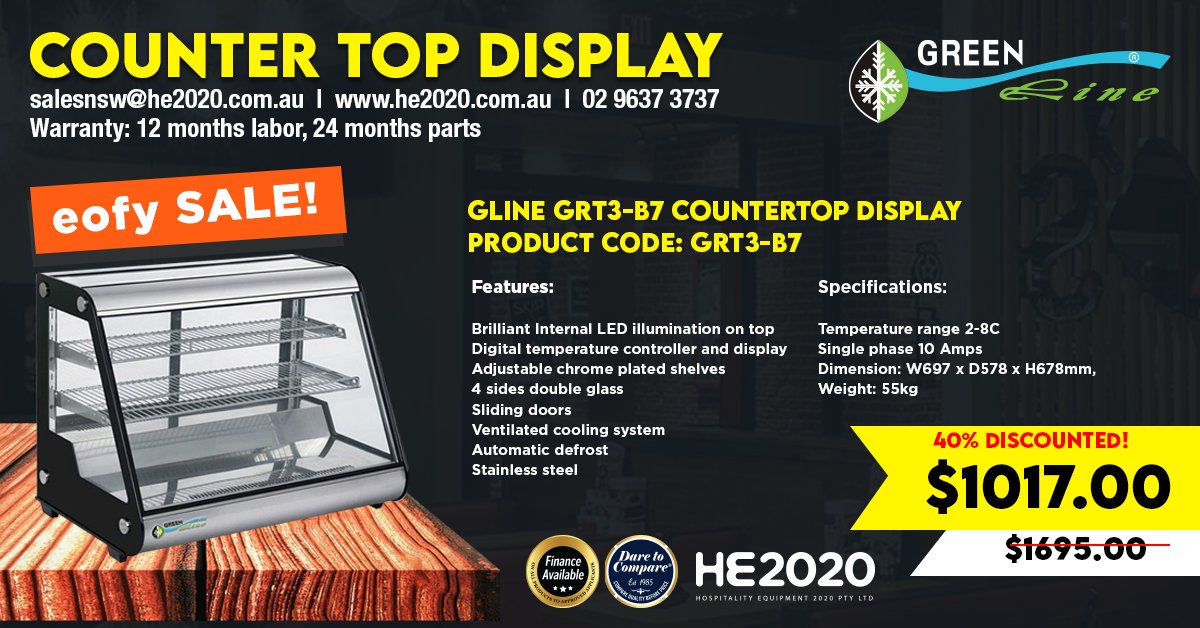 he2020au's tweet image. Greenline
Counter Top Display Square Type
GRT3-B7
Phone us at 02 963 3737
Website: greenline.net.au/product/counte…
Email: salesnsw@he2020.com.au
#commercialrefrigeration #commercialrefrigerator #countertopdisplay #coutertopdisplays #countertopdisplaycase #greenline #he2020