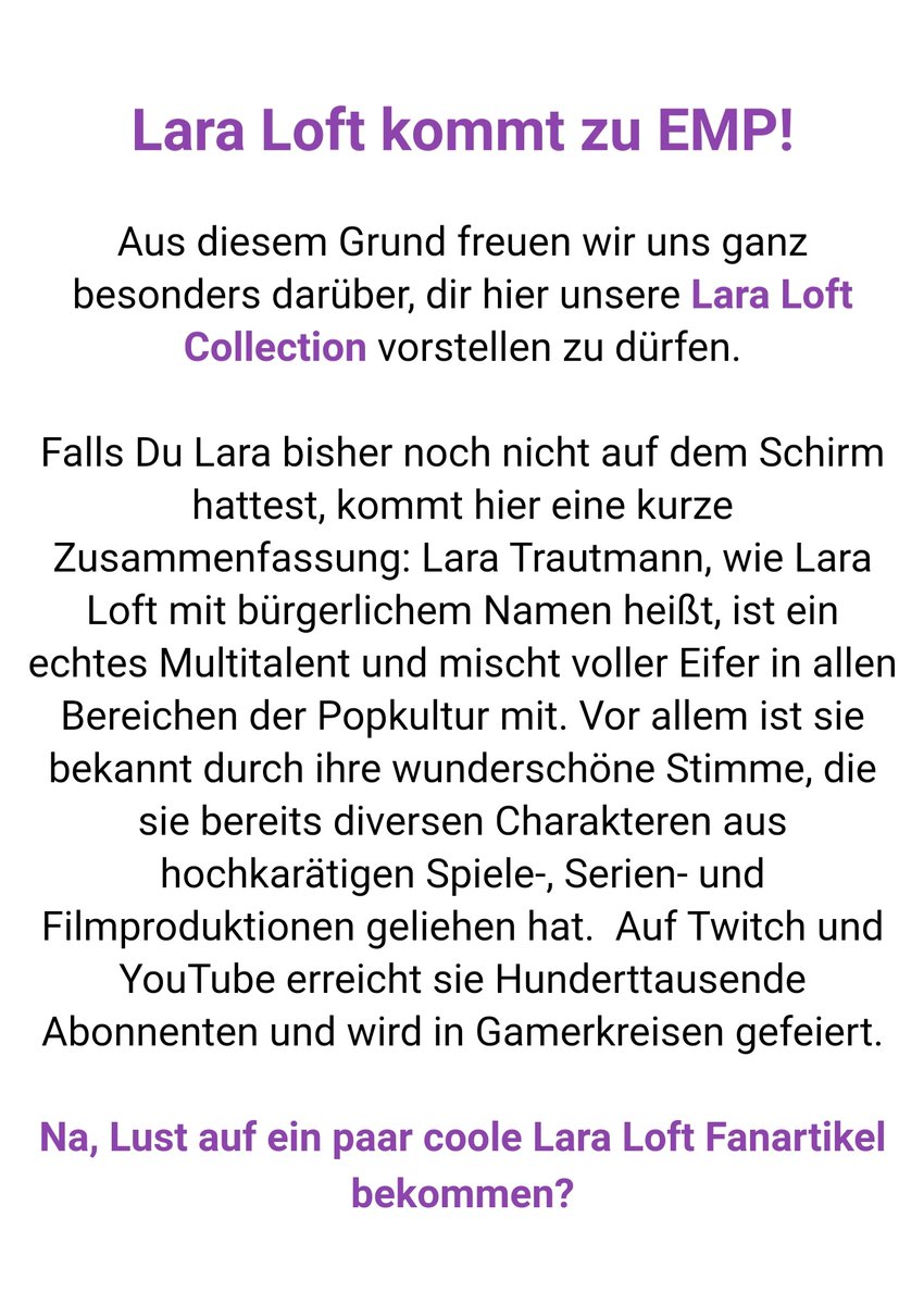 IIVMCMXC's tweet image. Glückwunsch zum Release von deinem @Lara_Loft Merch auf @emp_de ❤

Und ein bisschen @fisHC0p ist auch zu sehen 🤭

#EMP #Merch #LaraLoft #LaraLost #LüLüLü #HyperHyper