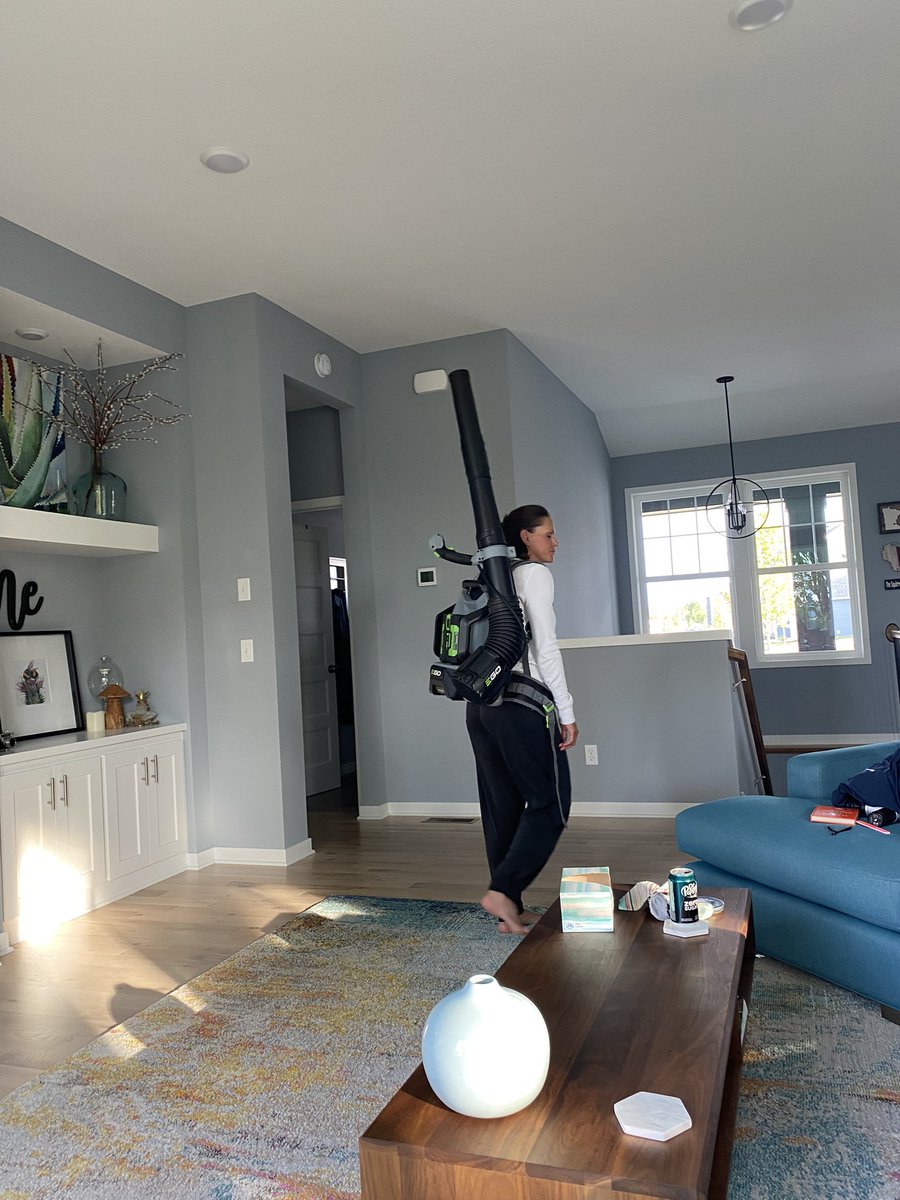 You know you work in maintenance, when you start finding random jobs for your backpack blower.🤦🏻‍♀️#takingworkhome