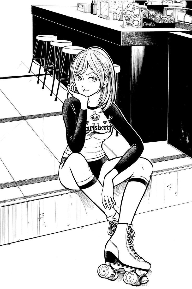 calaageben10's tweet photo. カケアミは丸ペンでカリカリ。
#ローラースケート
#白黒イラスト
#rollergirl
#roller_girl
#roller_skater
#manga
#mangaart
#illustratg
#ローラーガール
#rollerskat
#roller_skate
#イラスト
#手書きイラスト
#ローラースケートの女の子
#illustration
#アナログイラスト https://t.co/CMCtKt067Q