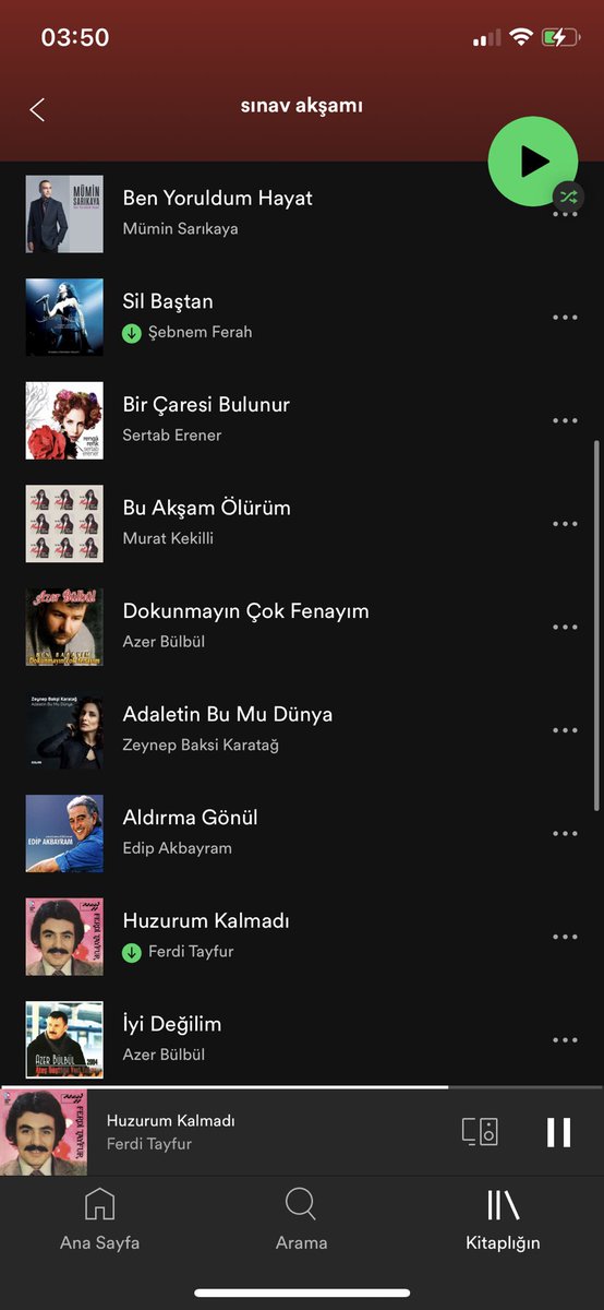pazar akşamı için de bi liste hazırlayalım…
