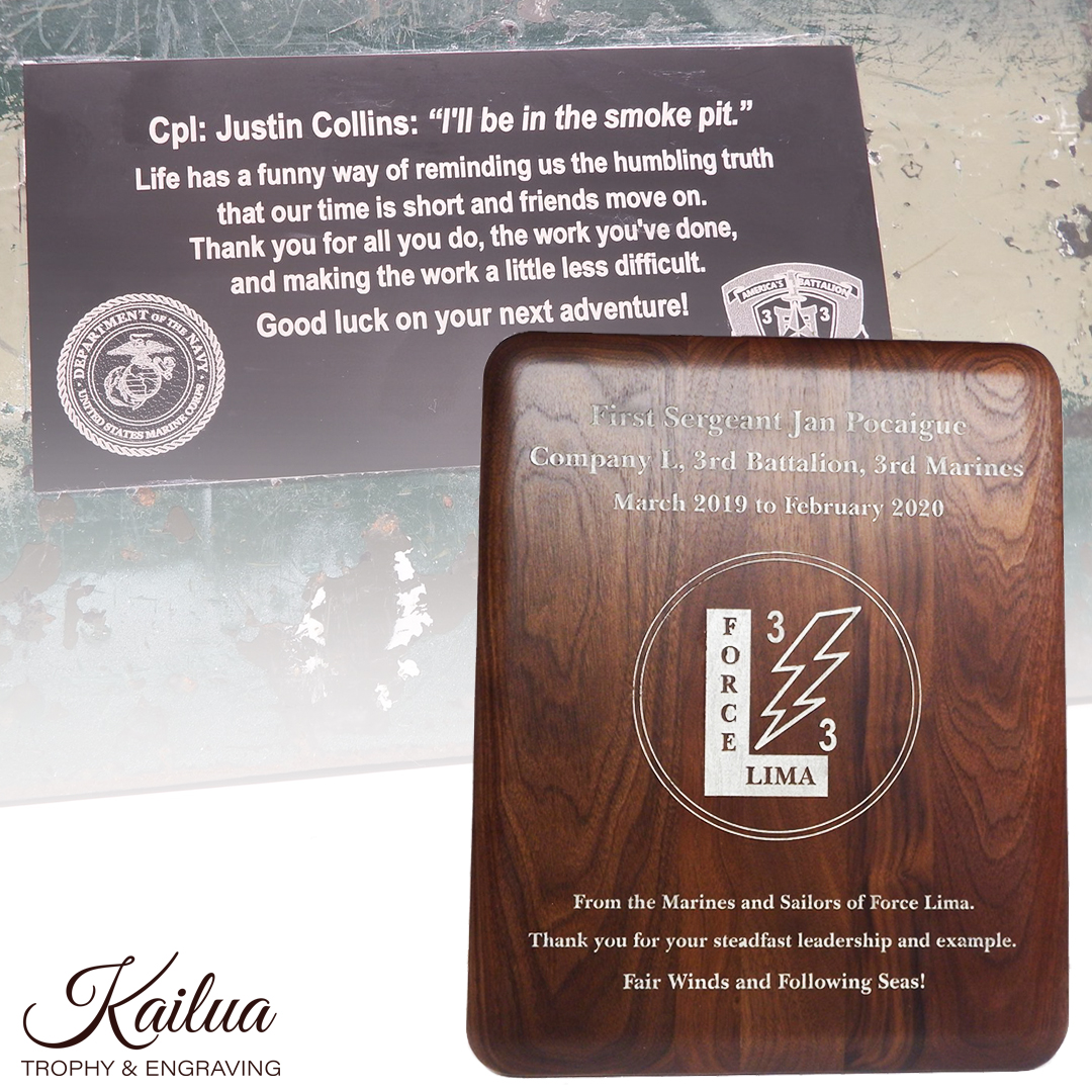 🎖Support our troops! A creative way to commemorate our servicemen and women through engraving that lasts generations to come.

🏆Learn more at: 808engraving.com

#service #servicemen #supportourtroops #SupportOurMilitary #customtrophy #customengraving #personalization