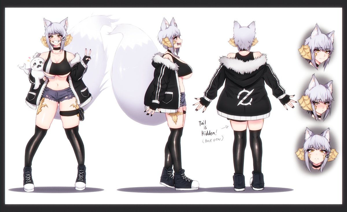 MuiminaVT's tweet image. Finally I have a Reference sheet for Muimina! Also we've changed her clothes. This is where I reveal on Twitter I may become a VTuber soon and this is my girl!

Here's the google document to read about Muimina and her pet seal Bonk!
docs.google.com/document/d/1Fe…

#Vtuber #ENVtuber #art