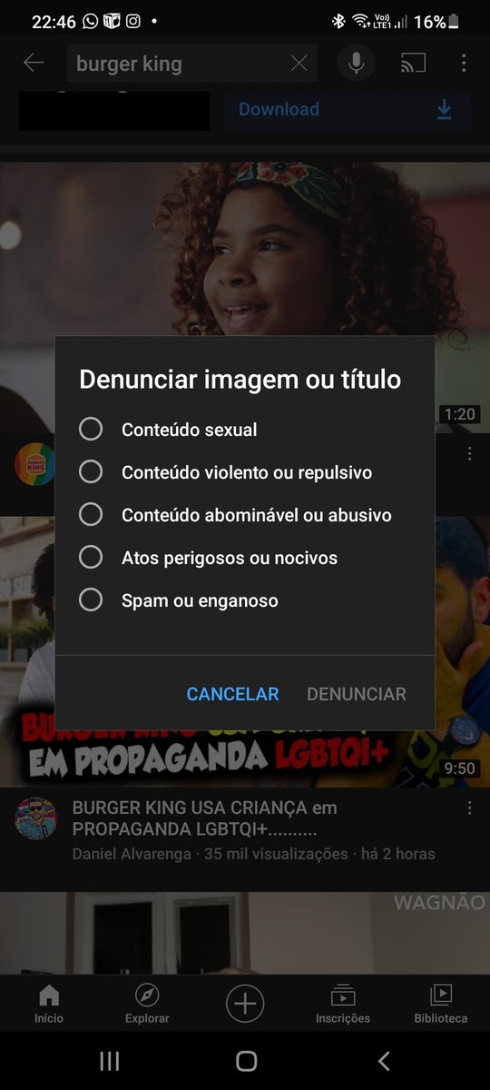 #BurgerKingNuncaMais
Entrem no vídeo pelo YouTube e cliquem nos 3 pontinhos e denunciem com "conteúdo abominável ou abusivo" fazendo isso conseguimos derrubar o vídeo no YouTube