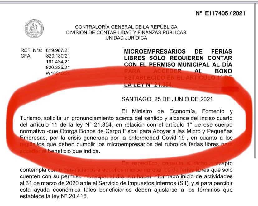Karla Rubilar Barahona (@karlaenaccion) on Twitter photo Gran noticia 🙌🏻 Tal como lo dijimos, el Ministro <a href="/LucasPalaciosC/">Lucas Palacios</a> buscó la salida administrativa para entregar el #BonoPyme a todos los feriantes con su patente al día. Hoy Contraloría nos permite hacerlo y la plataforma estará prontamente para que puedan solicitar el beneficio 🇨🇱 Gran noticia 🙌🏻 Tal como lo dijimos, el Ministro <a href="/LucasPalaciosC/">Lucas Palacios</a> buscó la salida administrativa para entregar el #BonoPyme a todos los feriantes con su patente al día. Hoy Contraloría nos permite hacerlo y la plataforma estará prontamente para que puedan solicitar el beneficio 🇨🇱