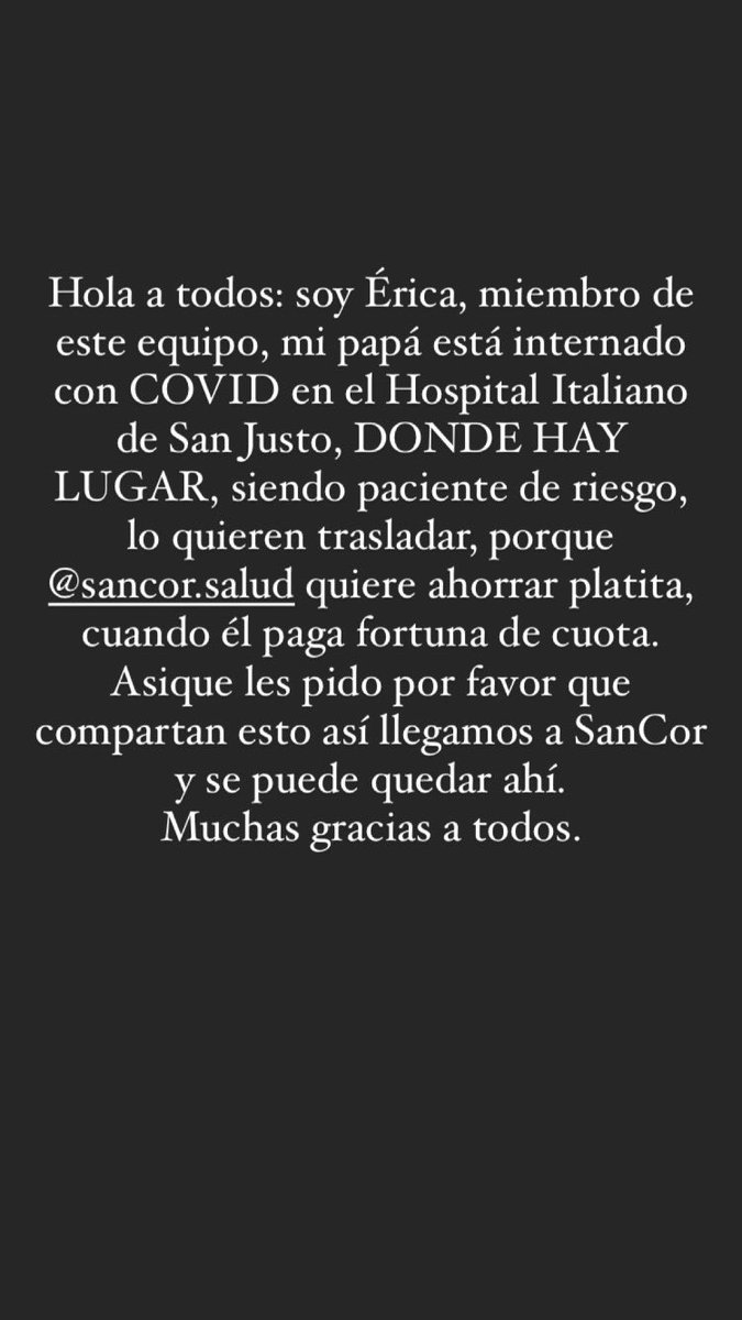 bromencasa's tweet image. Hola @Sancor_Salud no traslades a mi papá, es un paciente de alto riesgo