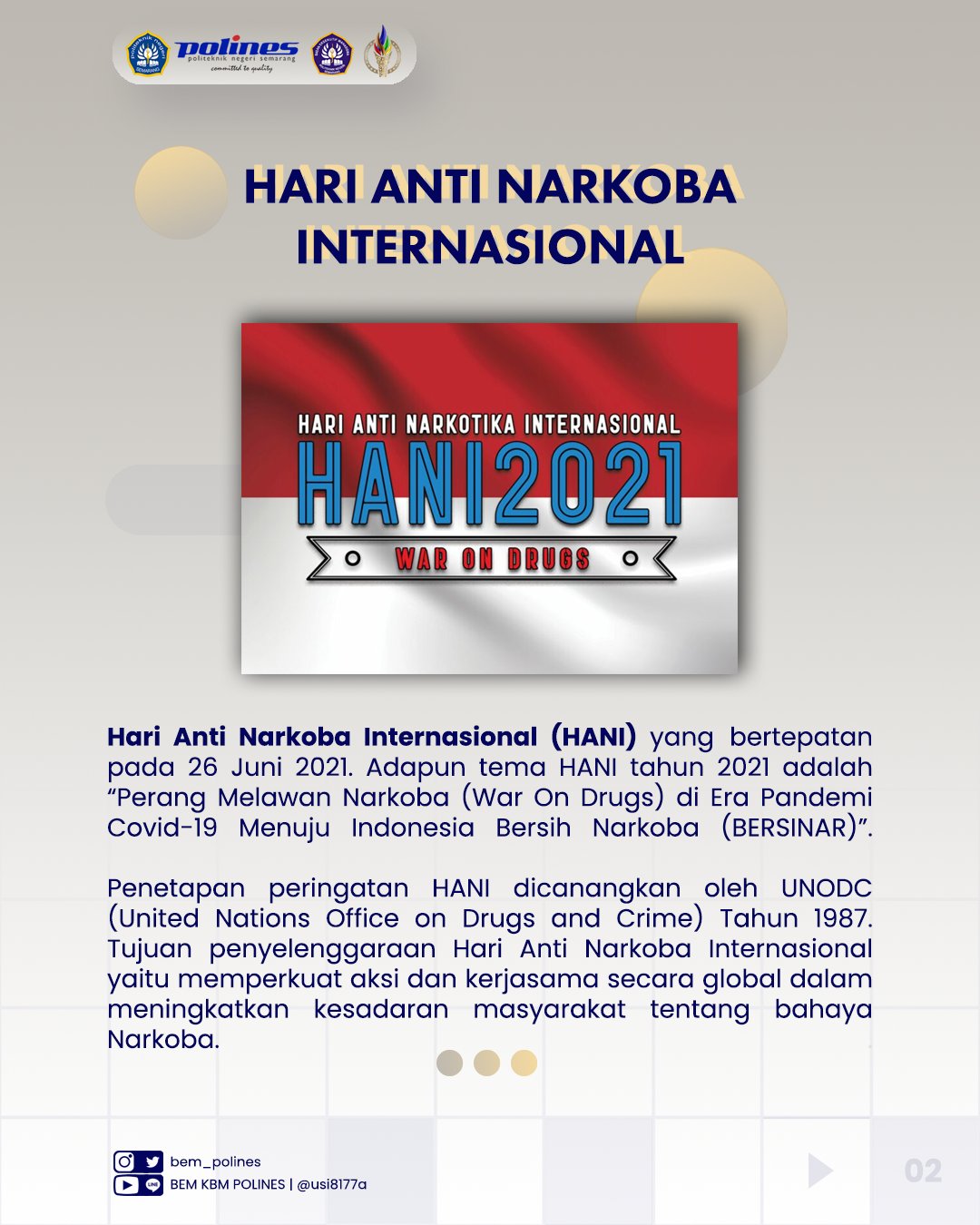 Bem Kbm Polines On Twitter Hari Anti Narkotika Internasional Ditetapkan Untuk Memperkuat Aksi Dan Kerja Sama Secara Global Dalam Melawan Narkotika Selain Itu Peringatan Ini Juga Berupaya Meningkatkan Kesadaran Masyarakat Tentang Bahaya