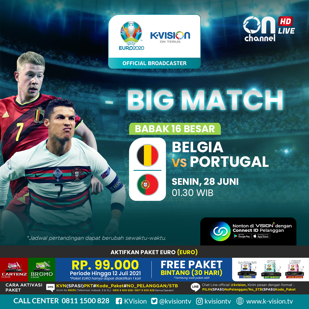 Jadwal euro portugal vs belgia