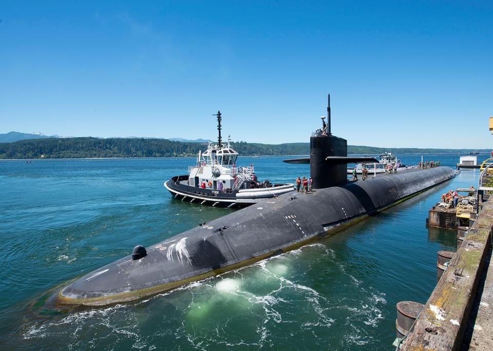 USS Maine (SSBN-741) Ohio-class ballistic missile submarine leaving Naval Base Kitsap today - strange that they publicized this - June 25, 2021 #ussmaine #ssbn741 

* photo posted by @SUBGRU9