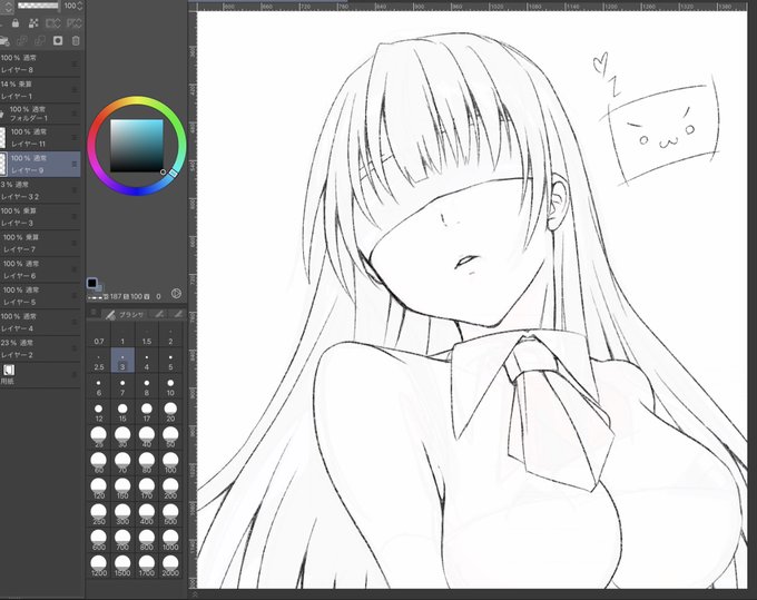 線画を進めていってます。

わたしは線画があまり得意ではないのですが、今回は当社比でちょっと上手くいってる気がします!(嬉しい〜 