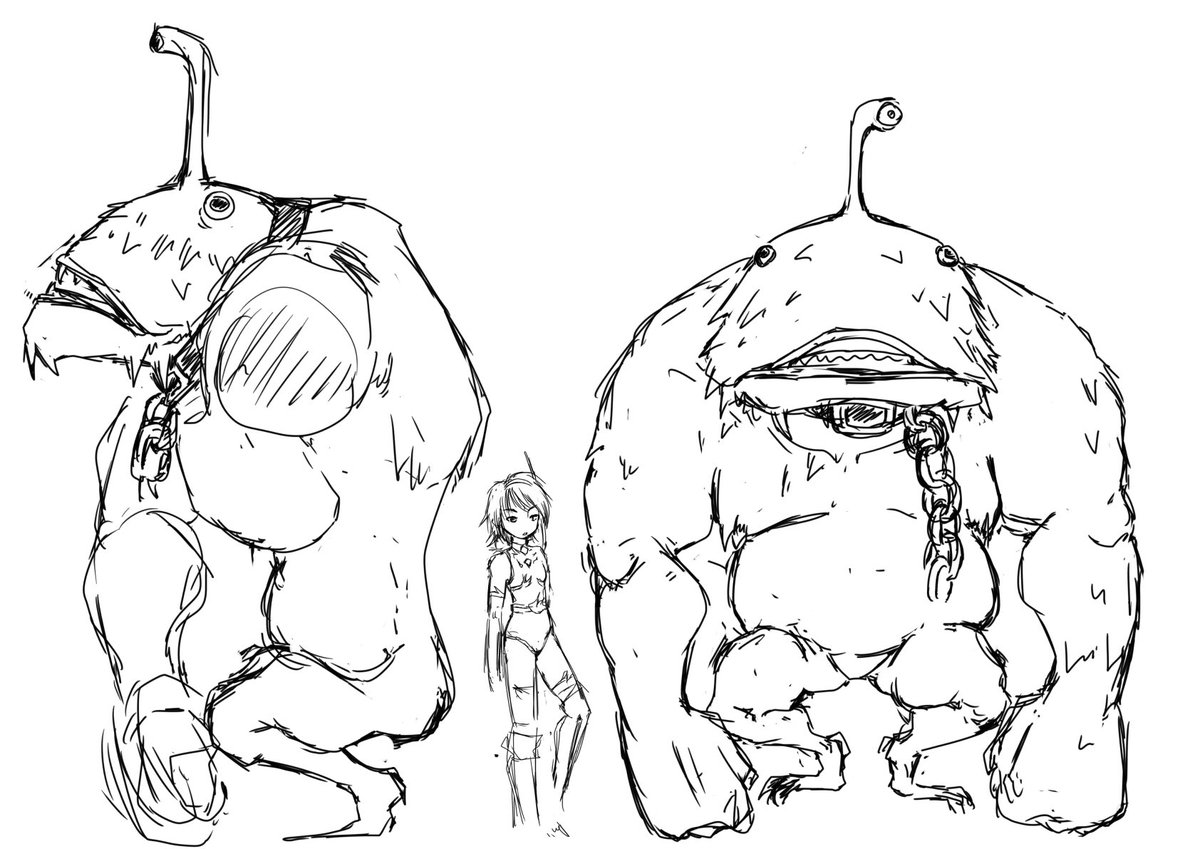 アンコウ(成体)
アンコウだからアンコ型っていう安直デザイン。竿の明滅には催眠効果がある。

サリア「まだ敵がいるのに…ボク、こんなことしてる場合じゃないのにぃ…」

イマイチ彼の巨大さを活かせてないので、その辺はまた次回。

 #ヒロピン #オリジナルヒロイン  #攻赫天使サリア 