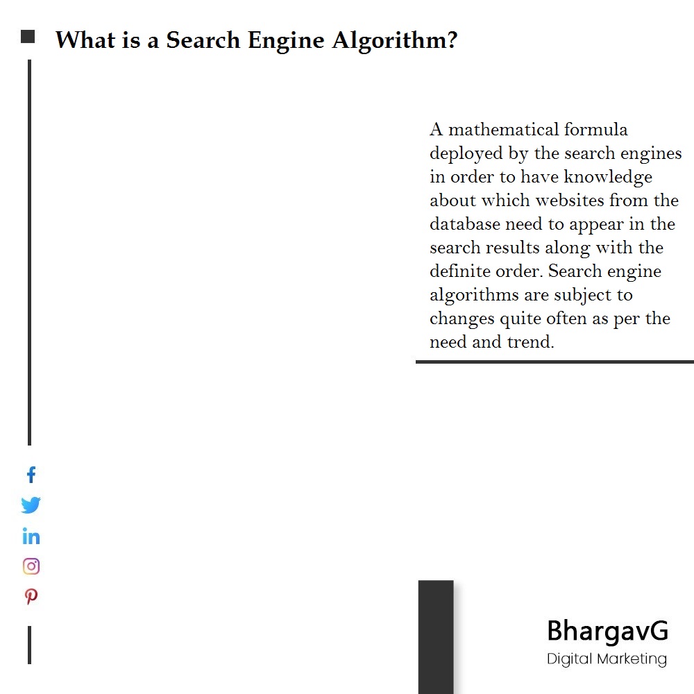 bhargavghervada's tweet image. What is a #SearchEngineAlgorithm?
A mathematical formula deployed by the search engines in order to have knowledge about which websites from the database need to appear in the search results along with the definite order.
#SEO #DigitalMarketing #SEOexperts #BhargavGDM
