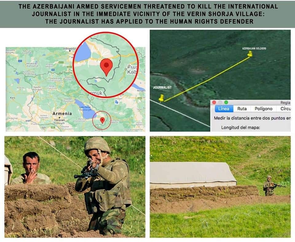 antifake_am's tweet photo. The #Azerbaijan|i Armed Servicemen threatened to kill the international #Journalist in the immediate vicinity of the Verin Shorja village: the journalist has applied to the @OmbudsArmenia 

#Armenia https://t.co/usmG0JDhv5