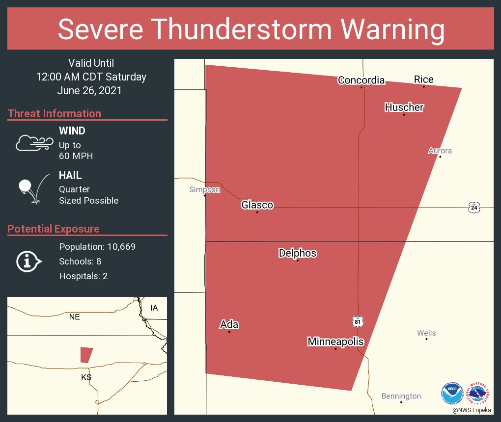 Severe Thunderstorm Warning including Concordia KS ...