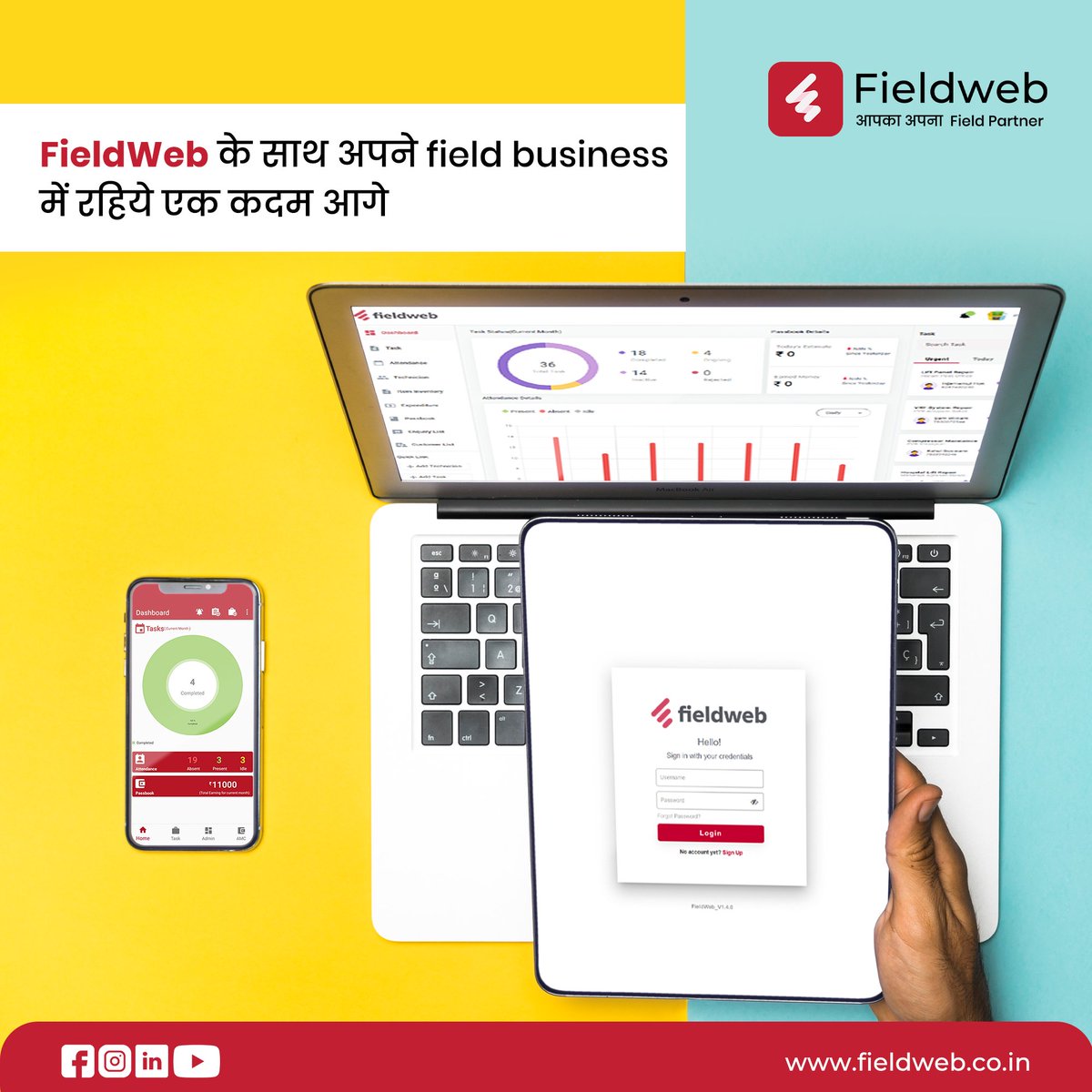 field_web's tweet photo. With the FieldWeb app modern solutions, you can easily manage your field service business & maintain a record of all the field activities on our dynamic dashboard.
#fieldweb #DigitalTransformation #business #morningmotivation #fieldwork #fieldbusiness #onestepahead #fieldpartner https://t.co/PH1vXOMBOY