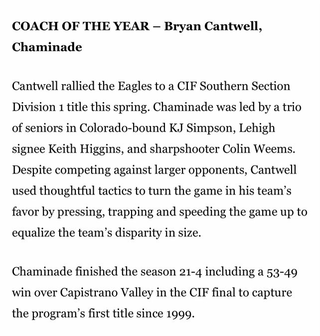 cjbballjunkie's tweet photo. Congrats to the leader of our program Bryan Cantwell. Since our return to Chaminade 4 yrs ago he has worked tirelessly to change the culture and he has succeeded! He will tell you it’s a team effort, but it all starts with him. Congrats to my friend of 30+ yrs! #GoNade https://t.co/saE01TEnKf