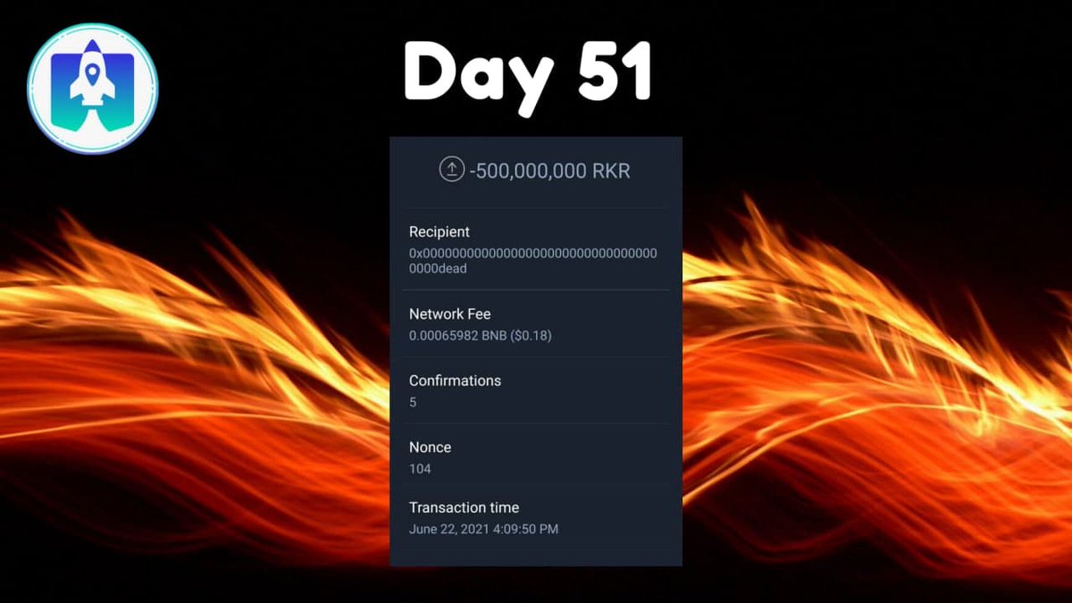 RocketRide_RKR's tweet photo. 📢BREAKING
🔥BURN Again Day51🔥Dev wallet going to burned 500m RKR to dead address continuously reach 100 days. Ideology behind the burn is to reward holder with more RKR DAILY!🚀
Telegram: https://t.co/8QdEBXzG7L
https://t.co/C1tllI0gIk
#Binance #Cryptocurency #Bitcoin https://t.co/BbJoptsxIY