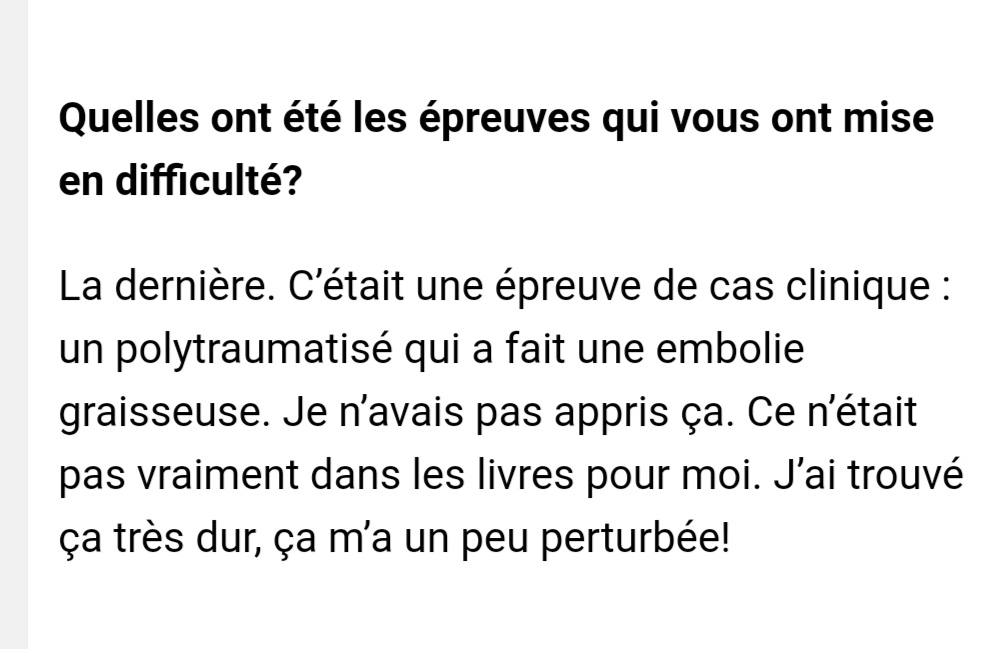 Déclaration de la major de l'ECN 2021 en France que je félicite au passage. Ça doit nous faire poser des questions sur la formation de nos jeunes.