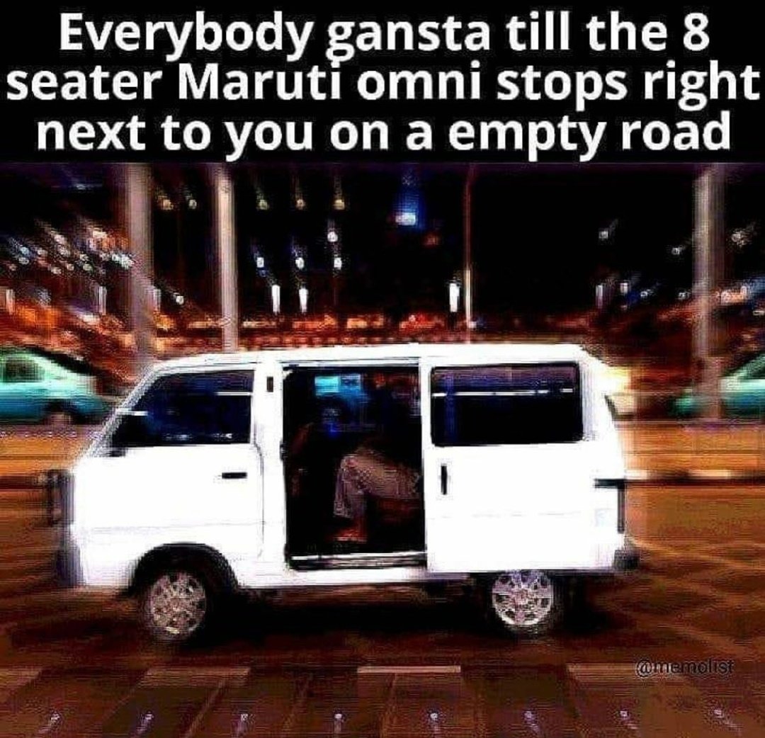 deathraww's tweet photo. Chale ghumne .
#MEMES #India #maruti800 #Kidnap #memersindia https://t.co/TmYWaBOKwh