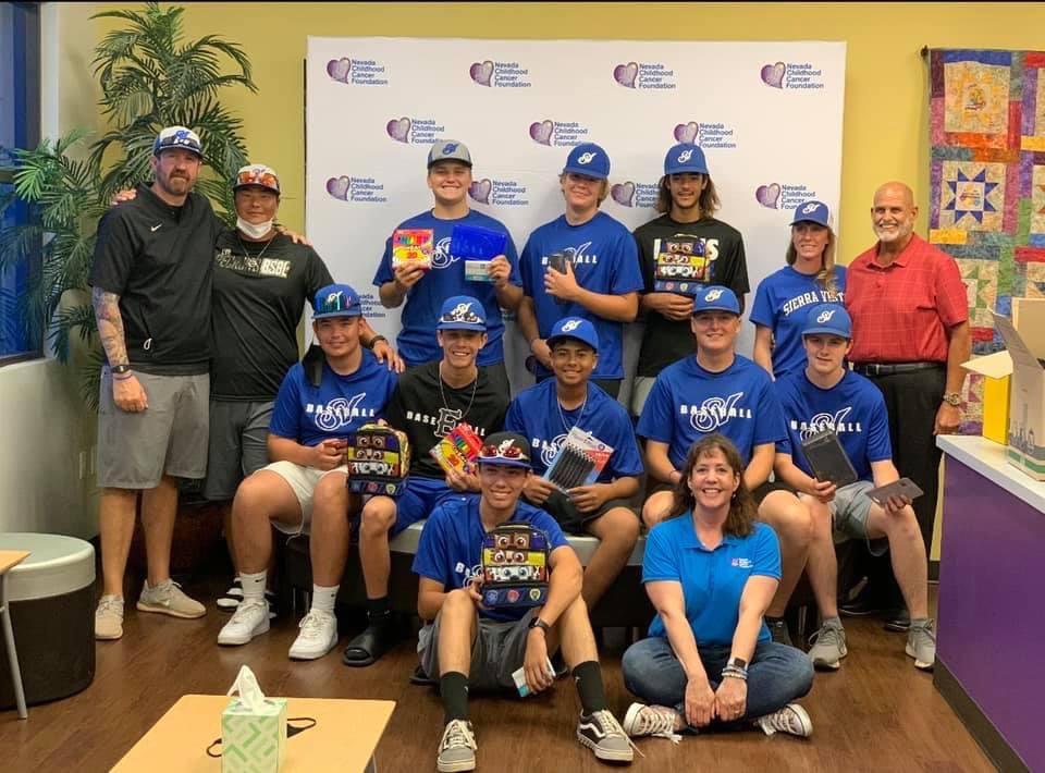 AsstSuptESD's tweet photo. Our State Championship Baseball Team giving back to the community. Coach Maxwell, his staff &amp; players, donated $1000 worth of school supplies to the NV Childhood Cancer Foundation today. Proud of these young community leaders! #wearevista @LeoTheLionSVHS @ClarkCountySch https://t.co/U4LVR1J3na