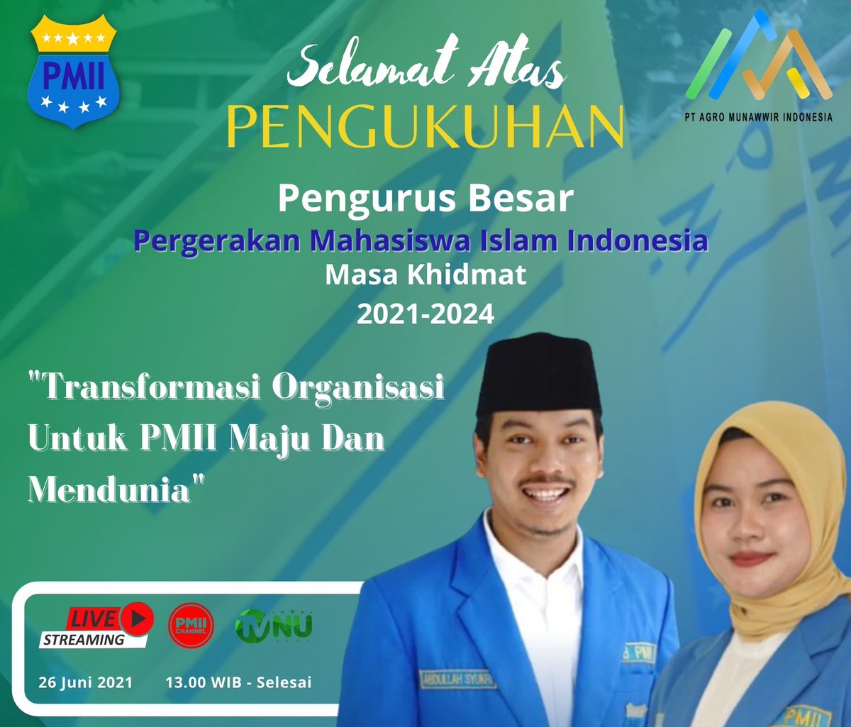 hudakalimullah's tweet photo. Selamat dan sukses atas pengukuhan PB PMII 2021-2024 “Dzikir-Fikir-Amal Sholeh” https://t.co/QYg23H9uDG