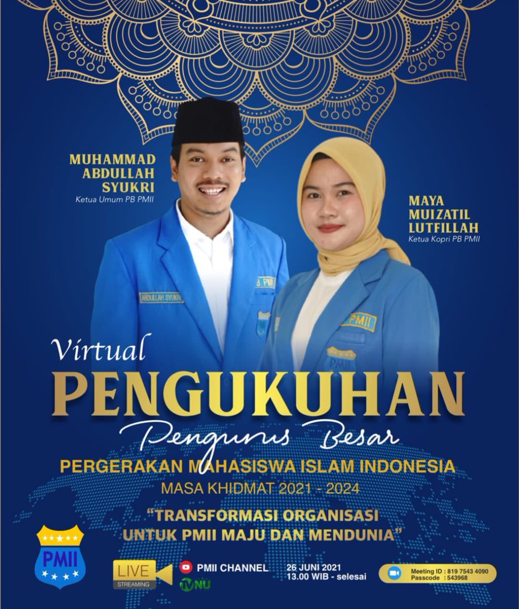 hudakalimullah's tweet photo. Selamat dan sukses atas pengukuhan PB PMII 2021-2024 “Dzikir-Fikir-Amal Sholeh” https://t.co/QYg23H9uDG