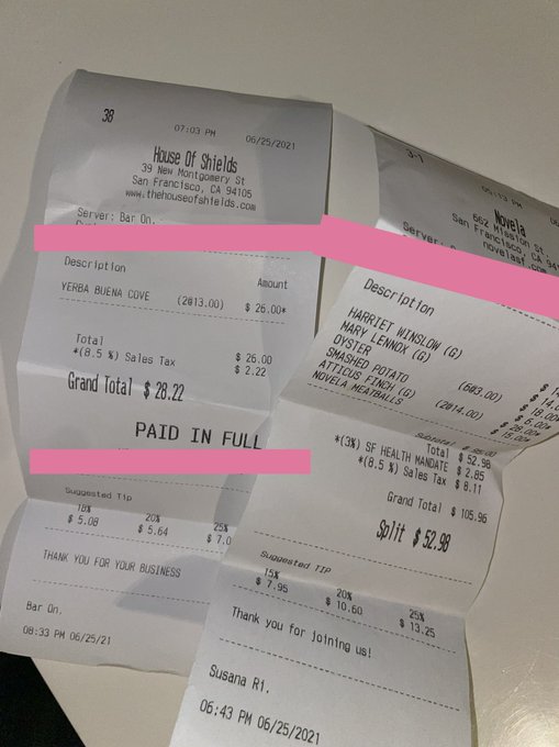 Couple of receipts from tonight. Round up to $100 with tip 💅🏻 https://t.co/h03Zpg23b7<a href="/tag/financialdomination"class="tags"><span>#financialdomination</span></a>