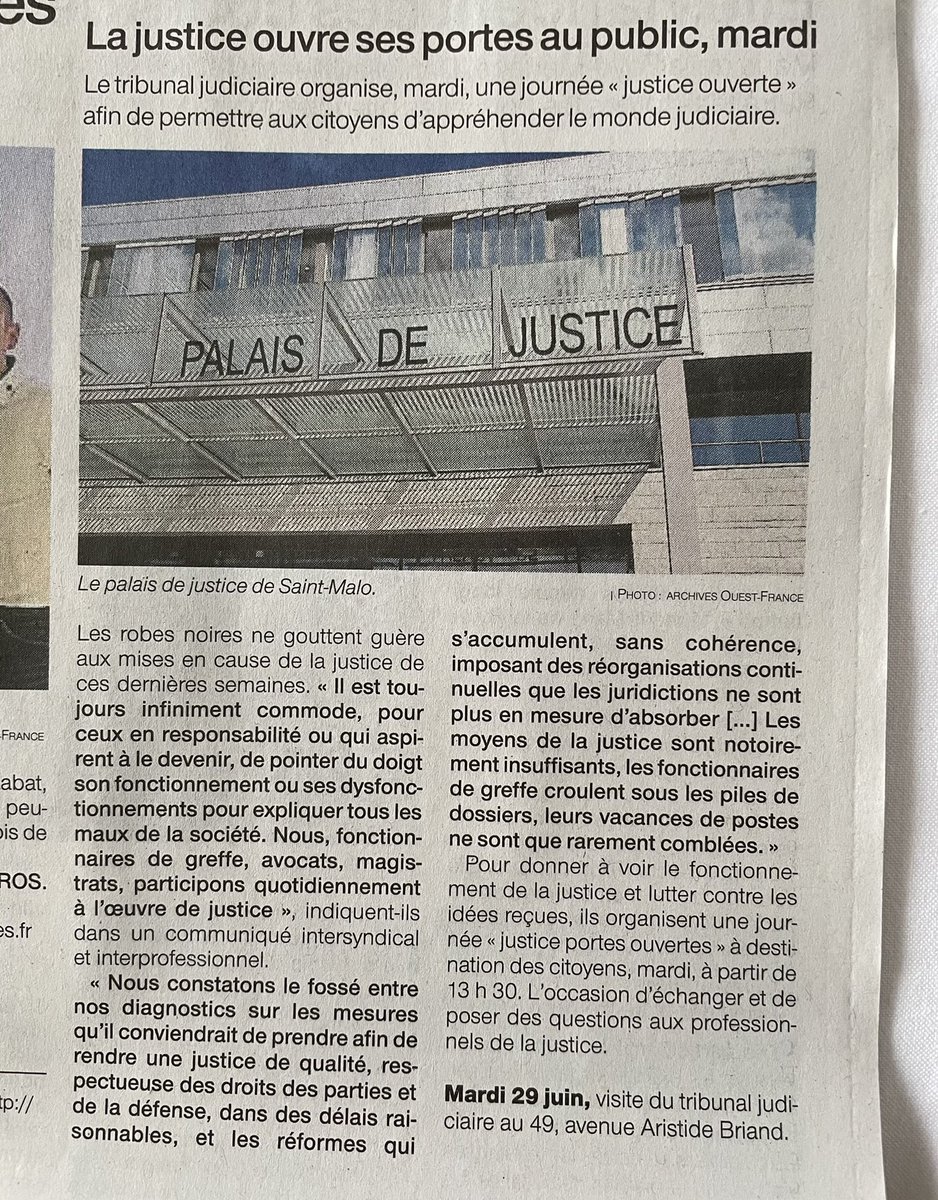 Conf_Batonniers's tweet photo. Le monde de la justice mobilisé mardi prochain à l’occasion de la journée justice portes ouvertes @CNBarreaux @USM_magistrats @Avocats_Paris https://t.co/Bqx2c0EUoC