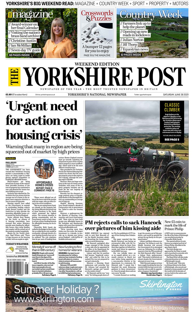 IanDayPix's tweet photo. Good morning #Yorkshire, here's your excellent weekend edition of The Yorkshire Post - produced in God's Own County....

📰The Magazine
🚜Country Week
🏉Sports Weekend
🏡Property Post
🚗Motoring

We hope you enjoy your #weekend reading. #ProtectProperJournalism #buyapaper https://t.co/Q6HsrQGtzR