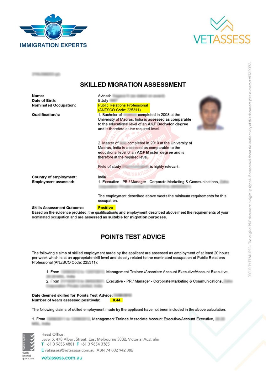 Immixperts's tweet photo. Heartiest 🥳Congratulations🥳 to Mr. Avinash on #PositiveSkillAssessment from #VETASSESS
Under ANZSCO Code 225311 PUBLIC RELATIONS PROFESSIONAL
Apply now for Australia 🇦🇺 PR!
https://t.co/O4bHqhoaHH
#VETASSESSExperts #immigrationExperts
#PositiveSkillAssessment #AustraliaPR https://t.co/1vs7drTy7N