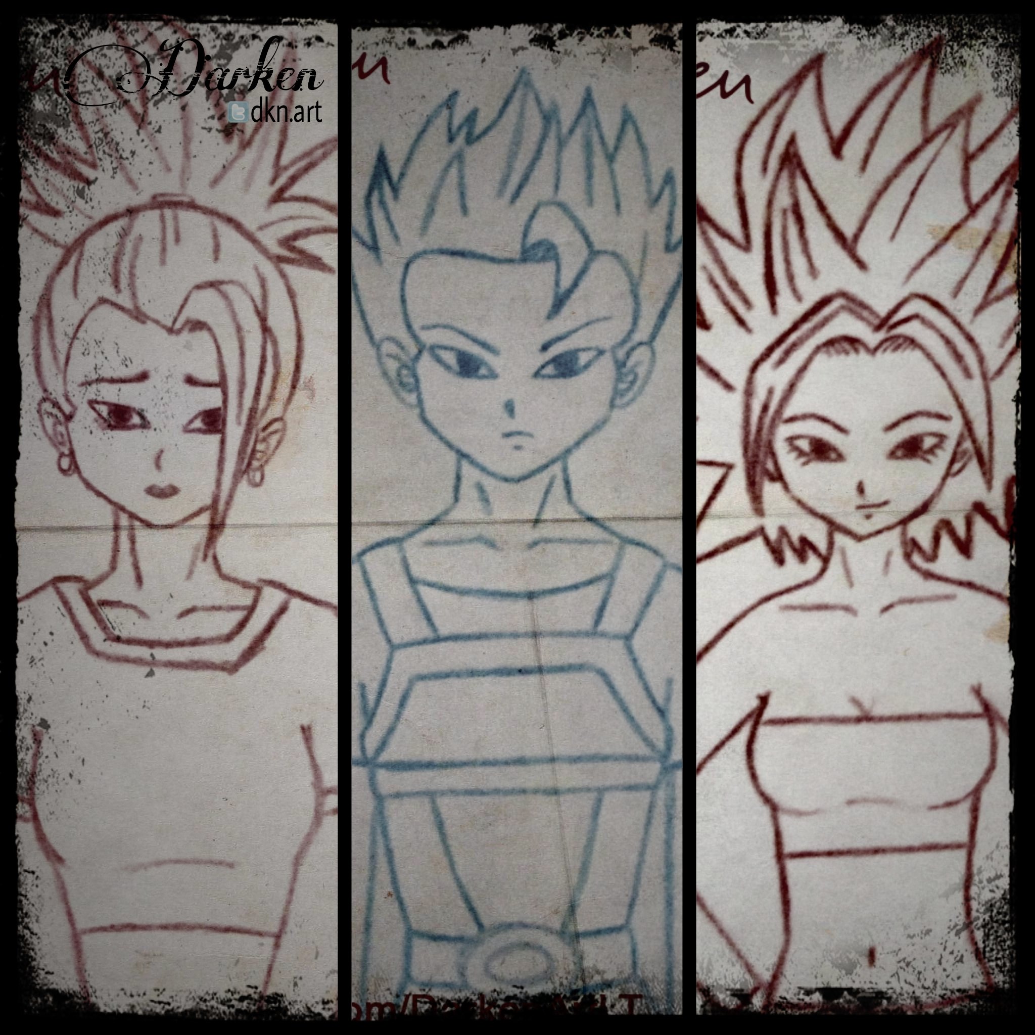 Kyabe,Kale y Caulifla saiyajins del universo 6