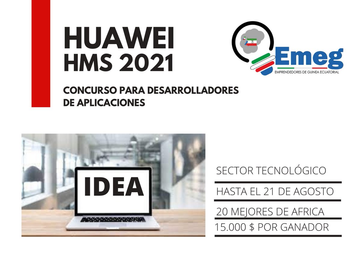 Huawei invita a todos los desarrolladores a postularse para su concurso de innovación de aplicaciones HMS 2021, con premios reservados para África y Oriente Medio de 200.000 dólares americanos. <a href="/ASOEMEG/">EMEG</a> <a href="/EmegOficial/">EMEG OFICIAL</a>
<a href="/mercadoguineano/">MERCADO GUINEANO</a>
asoemeg.com/noticias.php