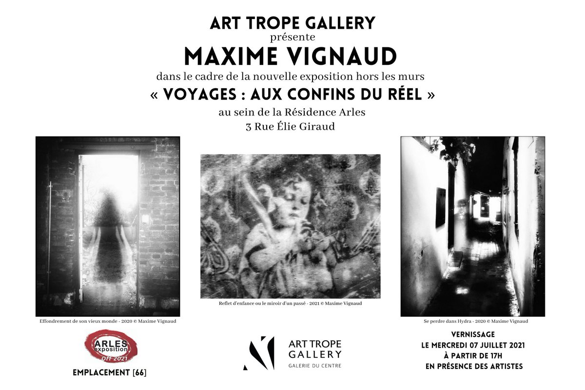 [#LesRencontresArles #ArlesExhibitions]
<a href="/ArtTropeGallery/">ART TROPE GALLERY</a> présente <a href="/VignaudMaxime/">MaximeVignaudPhotographie</a> qui expose à la RésidenceArles au 3 Rue Élie Giraud à Arles lors des @rencontresarles du 3 juil. au 28 août 2021
Vernissage mer. 7 juil. 2021
Emplacement[66]
Galerie virtuelle bit.ly/3clUl45