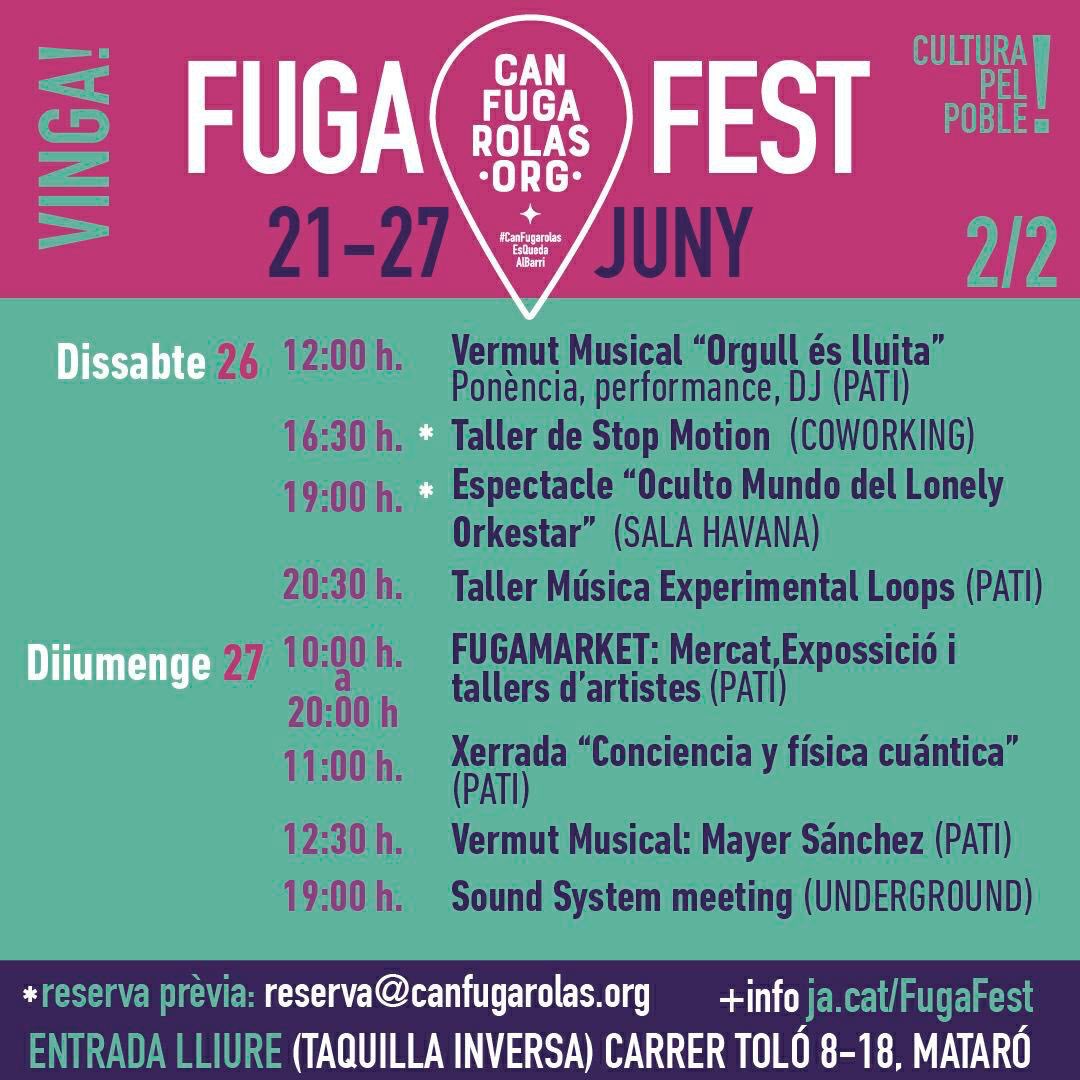 canfugarolas's tweet photo. Què fas aquest cap de setmana? #Fugafest!
#CanFugarolasEsQuedaAlBarri https://t.co/qY8tg0Mp12