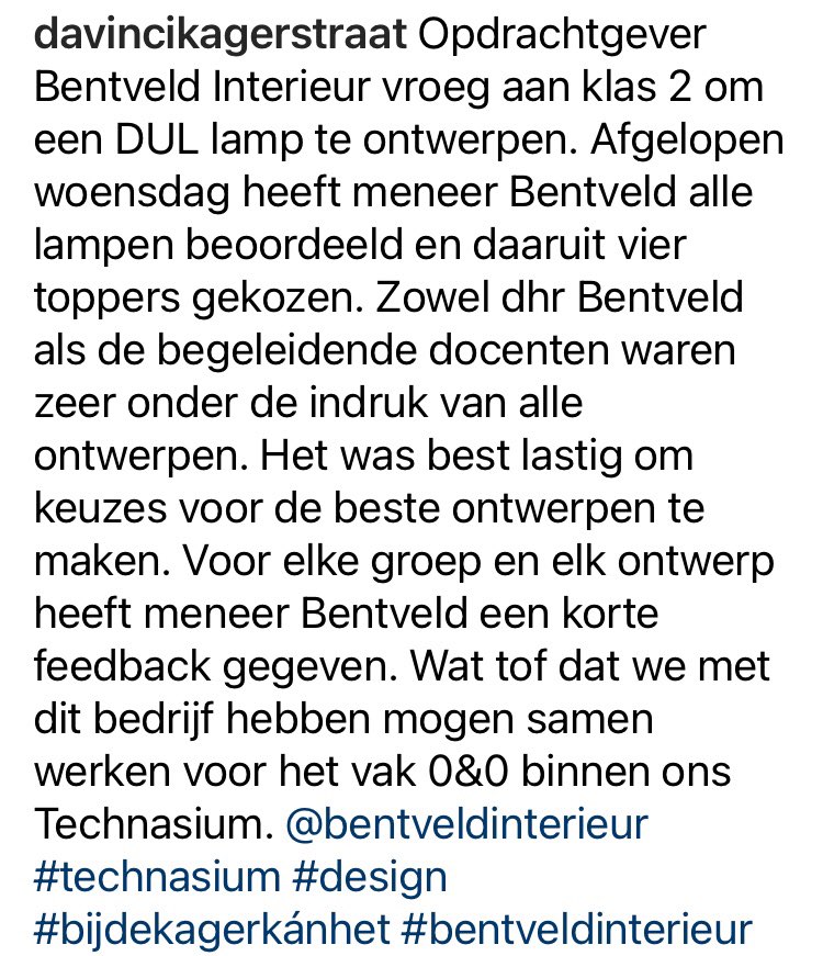 TECHNASIUM 
En weer een prachtige opdracht:
Ontwerp een DUL-lamp.
Mooie samenwerking met Leidse ondernemers
#bentveldinterieur #opdeKagerkanhet
@Technasium