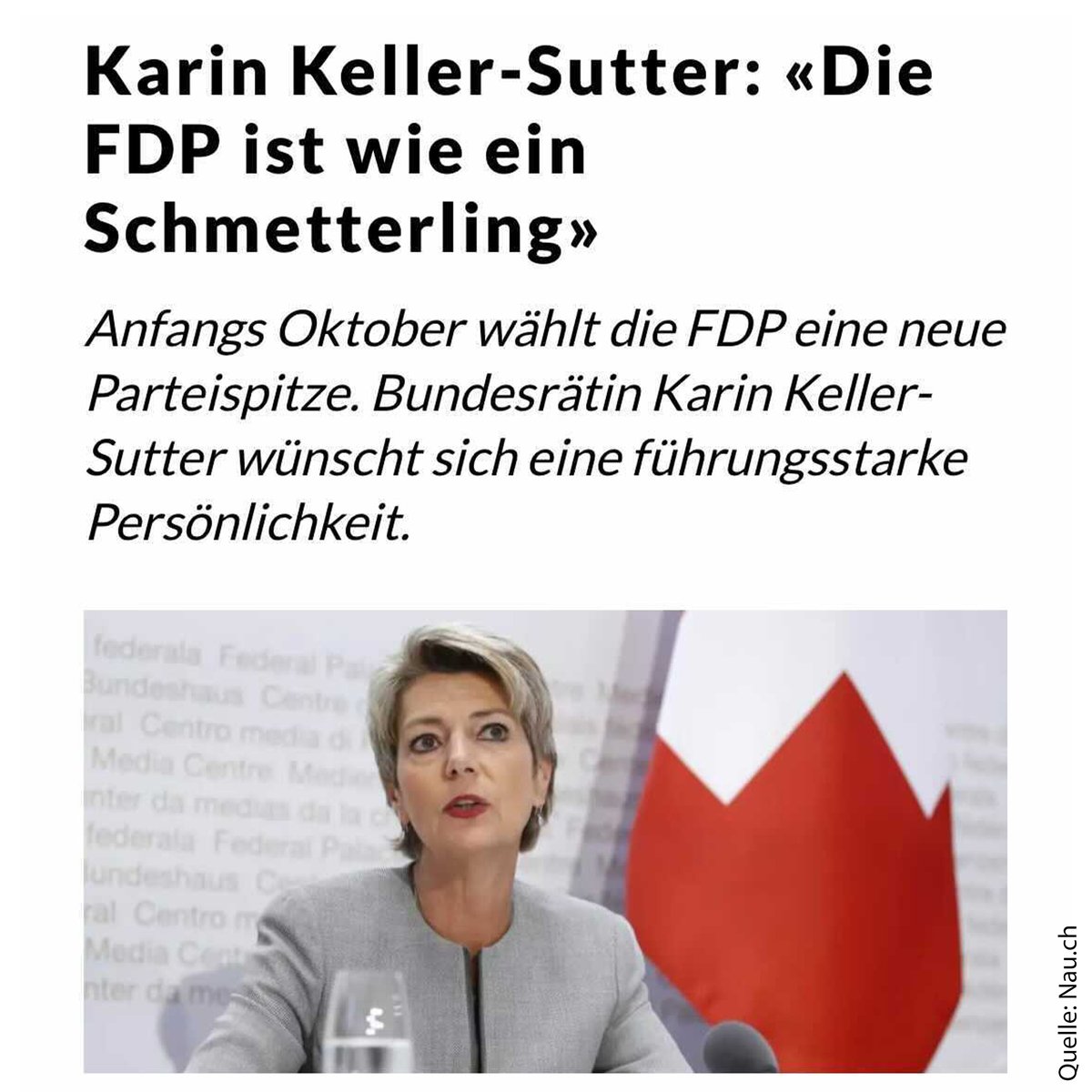 SVPch's tweet image. Leider, Frau Bundesrätin. Der flatterhafte FDP-Schmetterling hat sich zünftig auf der linksgrünen Wiese verirrt. Wir wünschen sichere Rückkehr in den liberalen Heimathafen.