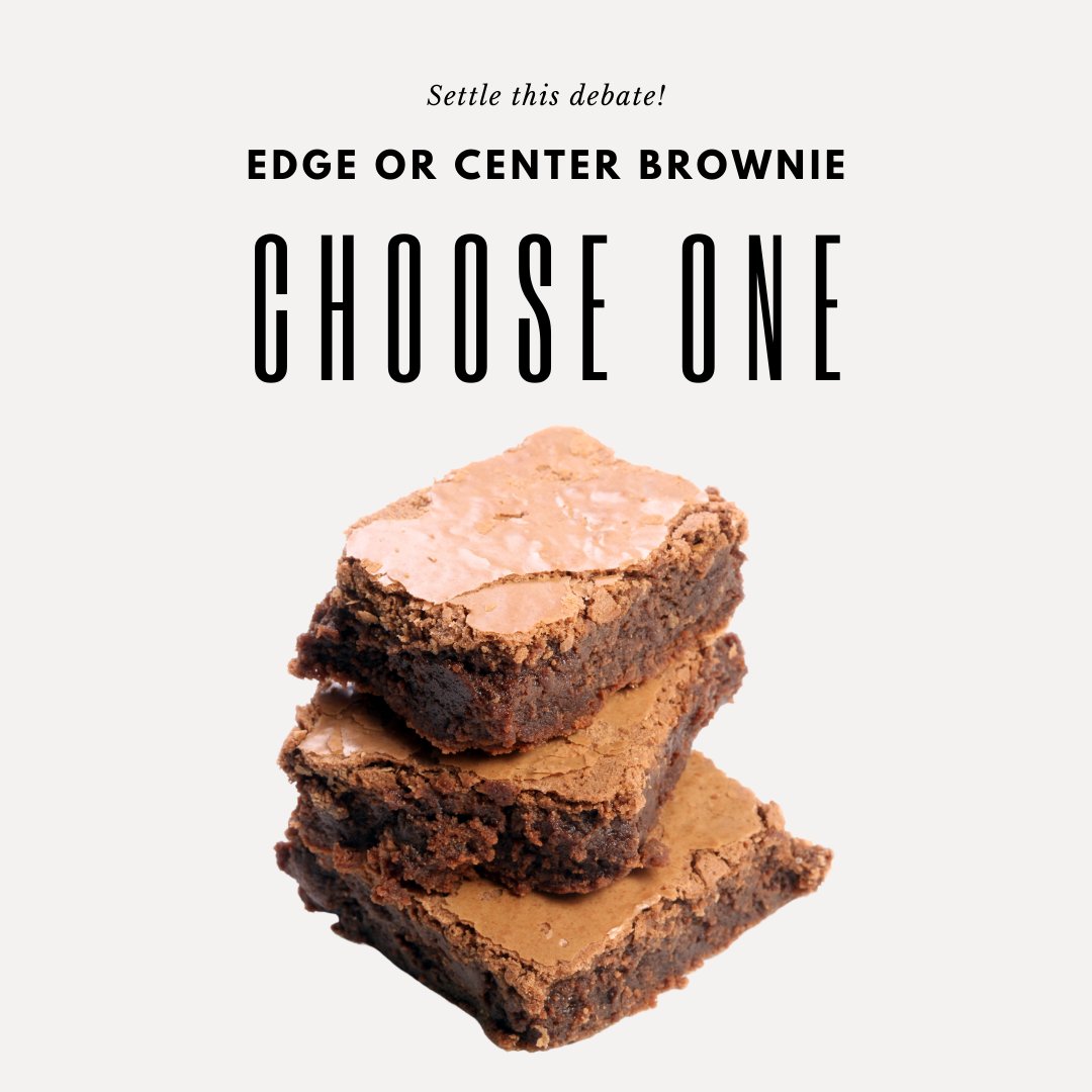 RobbiPfeil's tweet photo. Help us settle this debate! Do you prefer the edge brownie piece or the soft center pieces?

#brownie #ChocolateLover #chocolate #DarkChocolate #MilkChocolate #dessert #desserts #DessertTime #BrownieBatter https://t.co/yiRTMOw6Vh