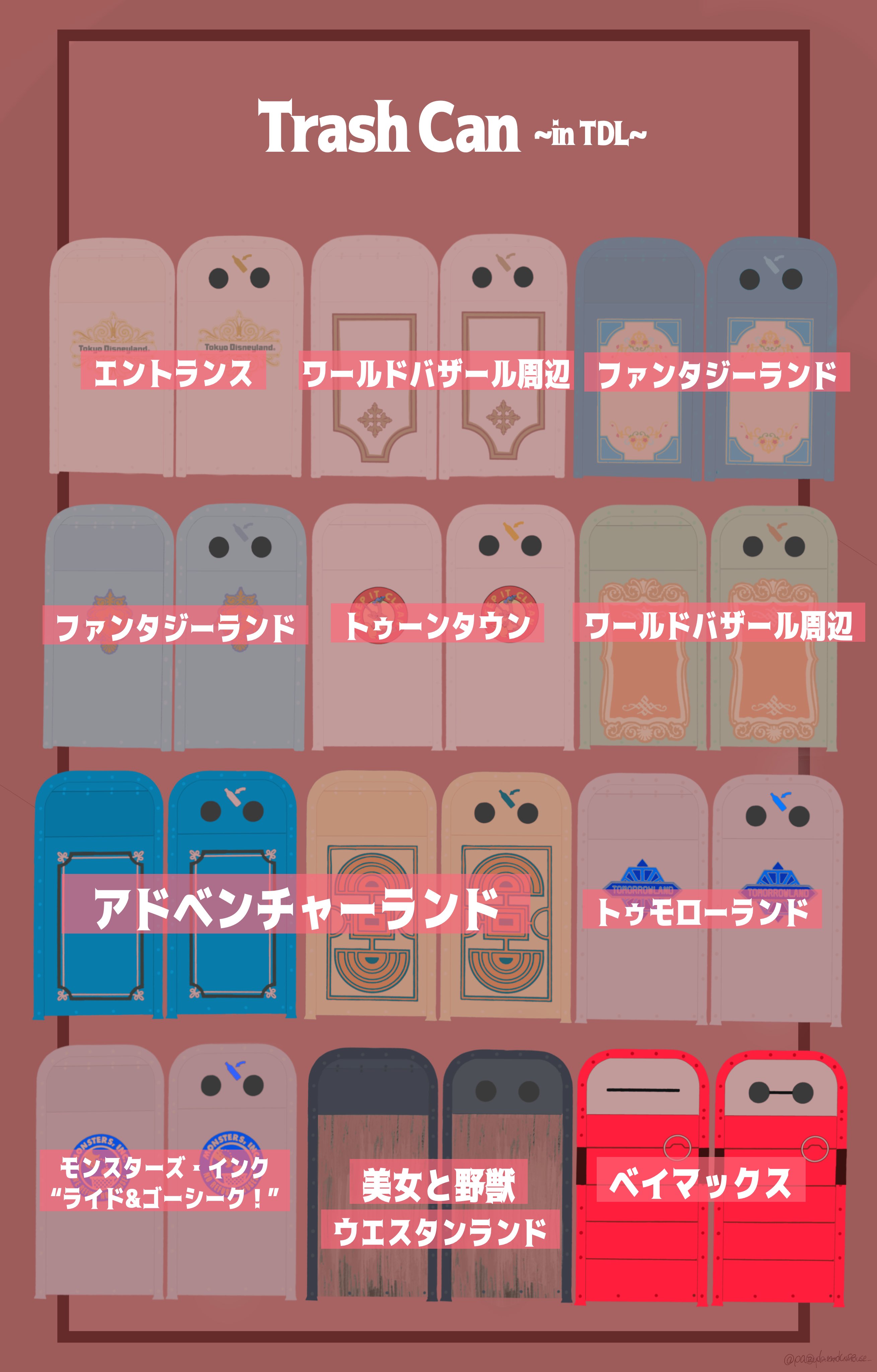 ぱずる トラッシュカン図鑑 東京ディズニーランドver Drawing Pazul T Co Ttiltciyeb Twitter