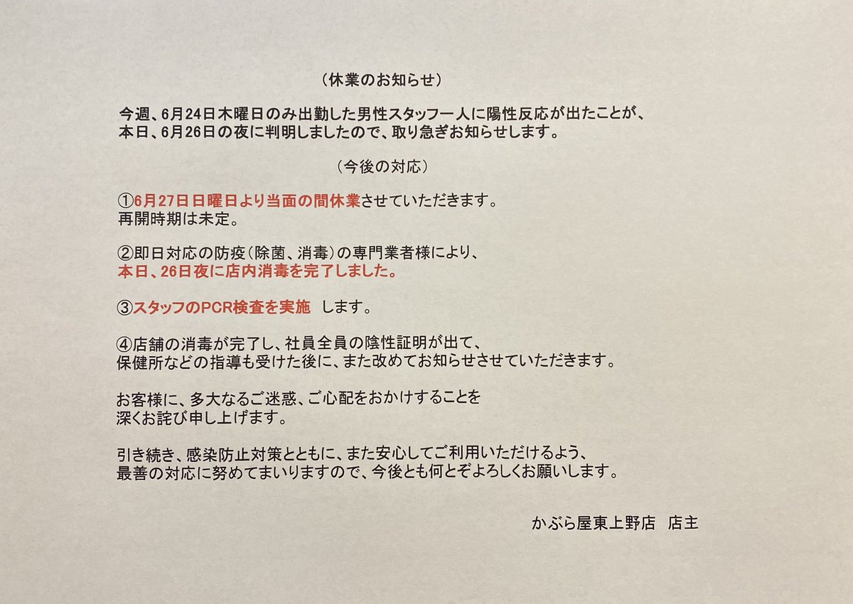 東上野のかぶら屋 緊急事態宣言のため休業中 Uenokaburaya Twitter