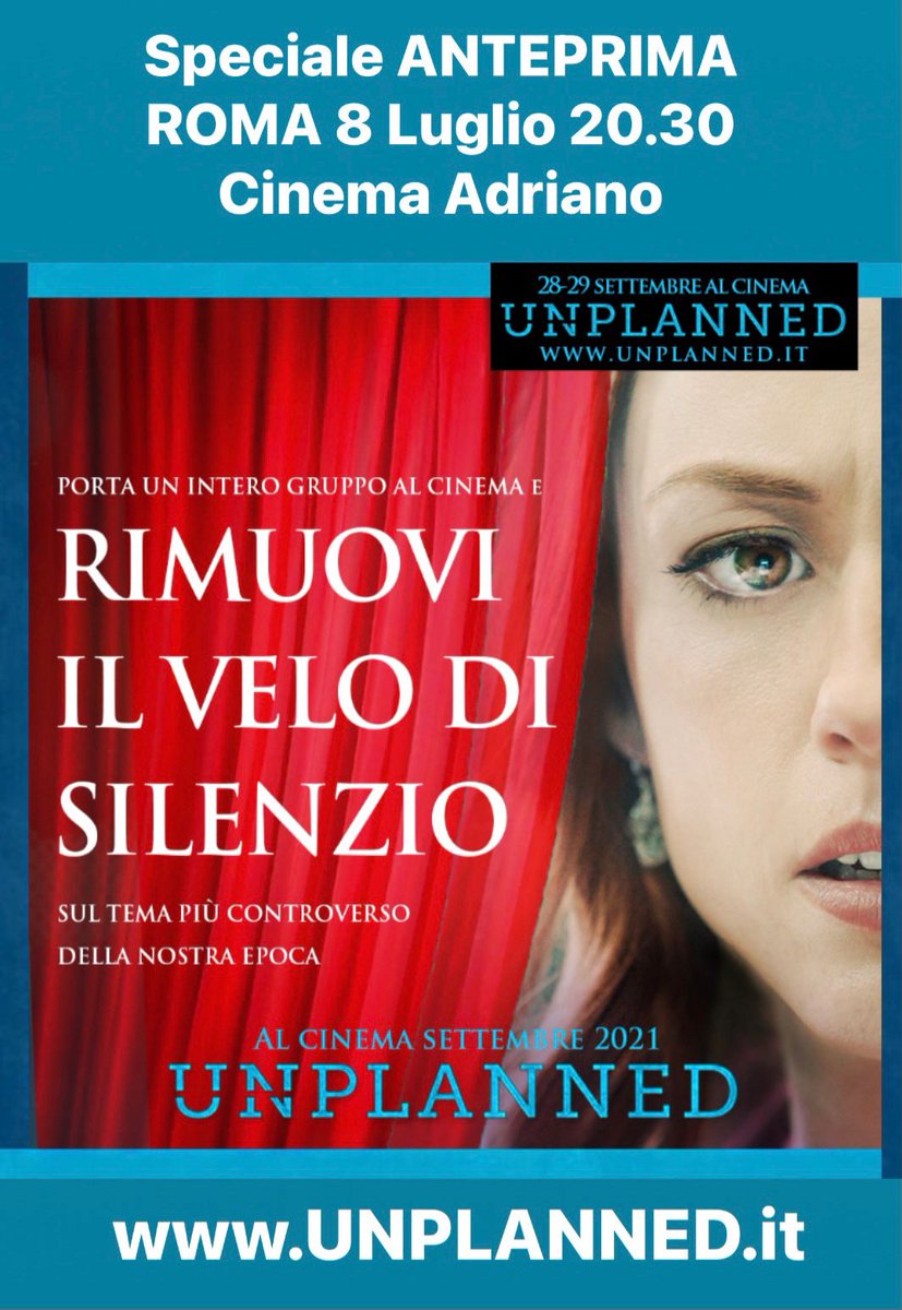 🔴 Anteprima UNPLANNED
Giovedì #8Luglio, ore 20.30, Cinema Adriano Roma
🎞 TRAILER: youtu.be/3aQTF2OGZQ8
🎟 BiGLIETTO: ferrerocinemas.it/generic/scheda…
ℹ️ INFO: unplanned.it
#unplanned #unplannedmovie #anteprima #8luglio #abbyjohnson
@FedericaPicchi @HandsOffWomen_