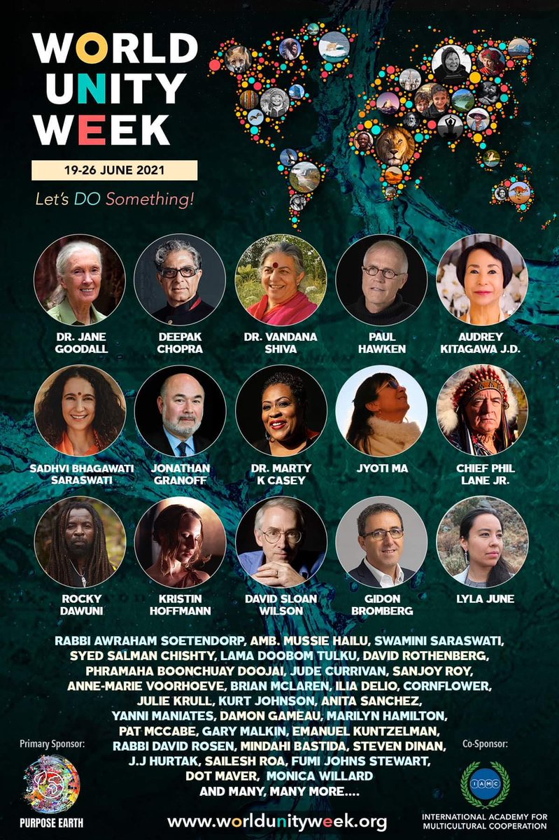 worldunityweek's tweet photo. 🎊 # WorldUnityWeek2021 CLOSING CELEBRATION today Saturday 26th June, 7-9 PM EDT FREE via https://t.co/I7YbuduKGD 🎉
@joyfuelforall @unityearth1 @David_S_Wilson @HolisticHR @GSInstitute @mfespinosaEC @KosmosJournal @MFGlobalCitizen @PathwaysToPeace @purposeearthnow @JoniCarley https://t.co/b6RvnK32Sk