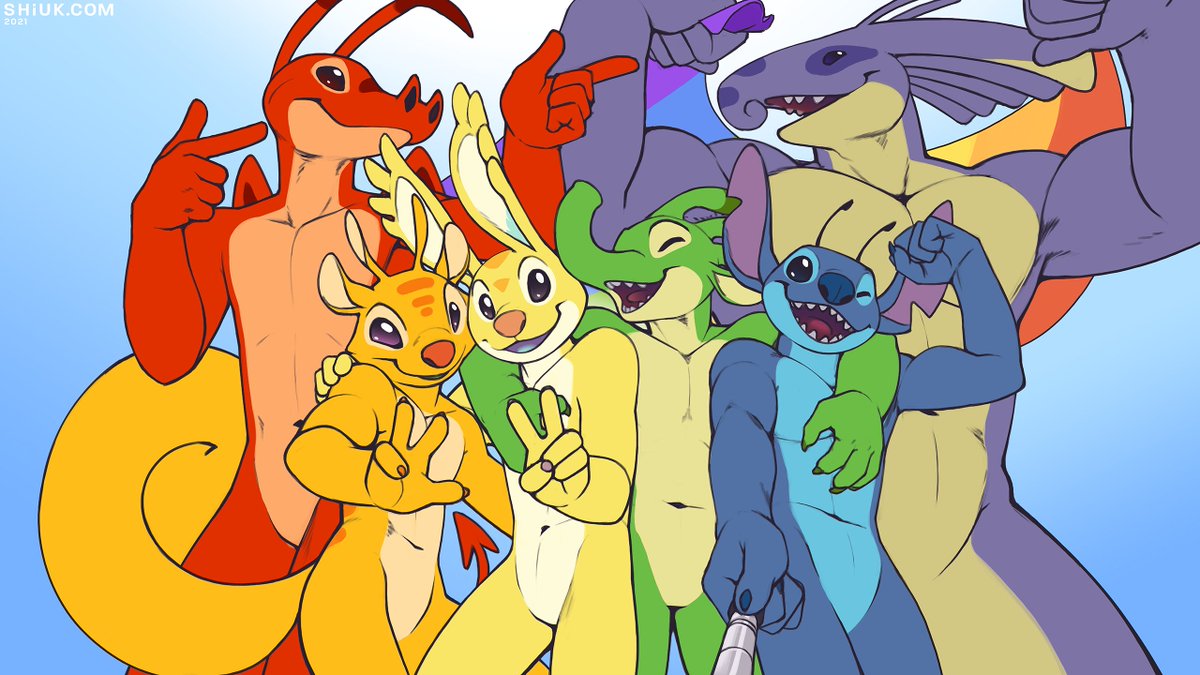 Stitch decided to bring a couple of his fellow experiment brothers to Pride this time around, they all seem to be enjoying it 'v'

From Red to Purple: Melty, Spats, Bragg, Felix, Stitch, and Blowhard!

Y'all get underwear and null versions too! '3'