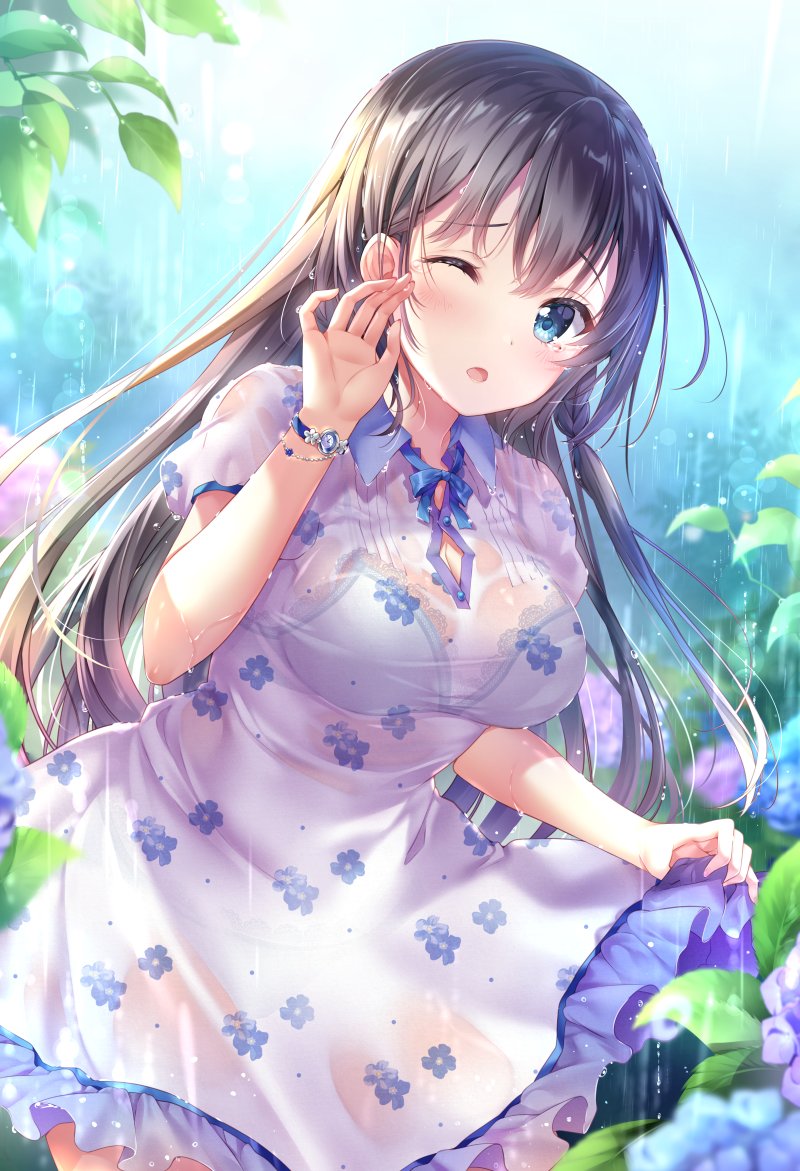 梅雨明けまだかな 桜もよん 猫吸いのイラスト